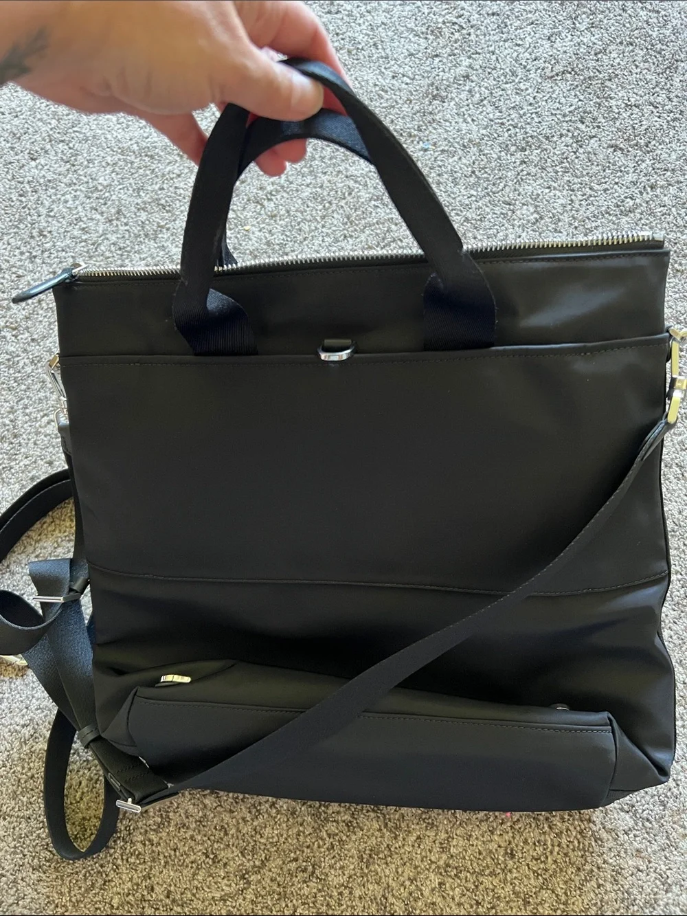 kate spade Black Convertible Messenger Briefcase with Silver Hardware